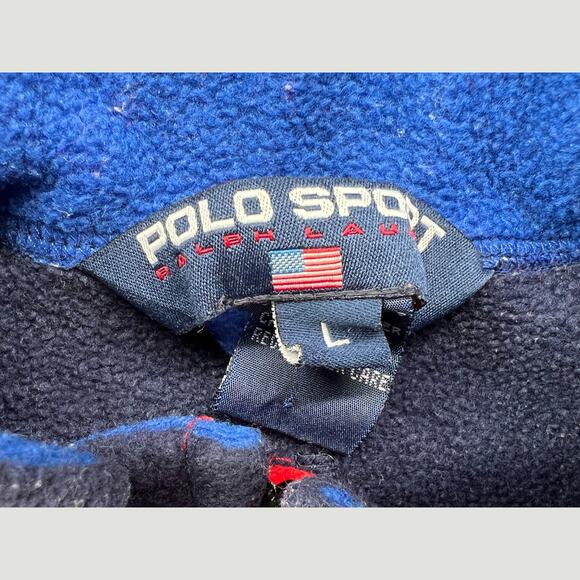 Polo Sport Ralph Lauren Fleece Jacket Red Blue Full Zip Men’s Large - Picture 4 of 7